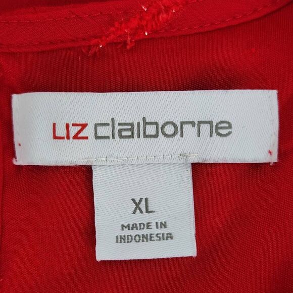 Liz Claiborne Red Sleeveless Top with Bubble Hemline and Sparkly Accents Size 1X - Picture 7 of 9